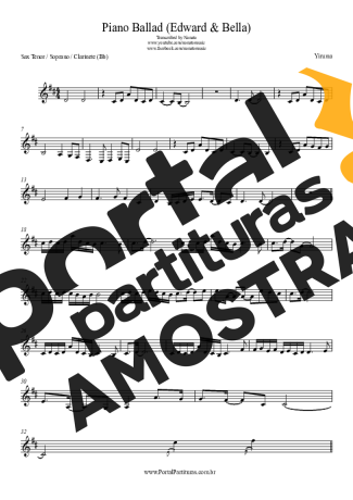 Yiruma Piano Ballad (Edward & Bella) partitura para Clarinete (Bb)