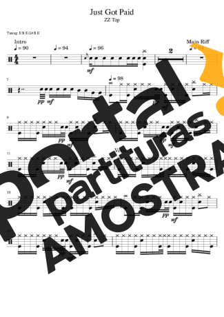 ZZ Top Just Got Paid partitura para Bateria