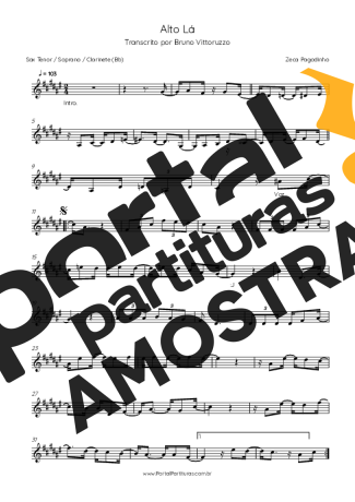 Zeca Pagodinho  partitura para Saxofone Tenor Soprano (Bb)