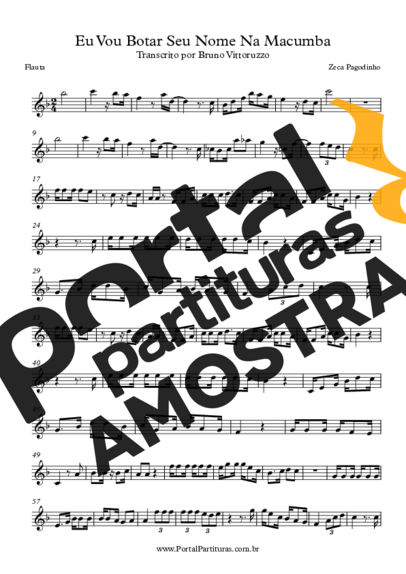 Zeca Pagodinho Eu Vou Botar Seu Nome Na Macumba partitura para Flauta Transversal