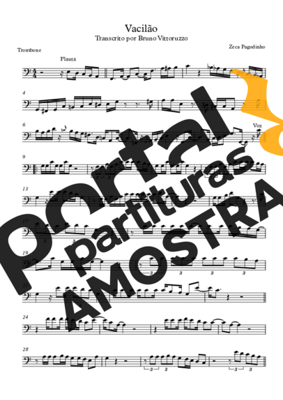 Zeca Pagodinho  partitura para Trombone