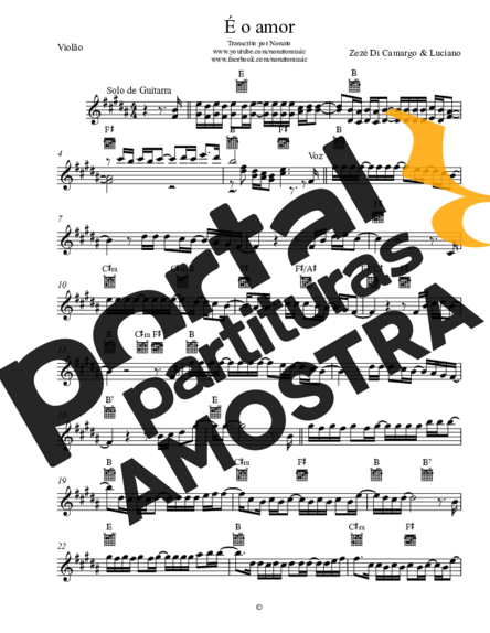 Zezé Di Camargo e Luciano É O Amor partitura para Violão